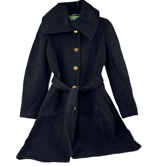 Coach women’s WoolMohair Blend Long Black Belted Pea Coat - Picture 1 of 13